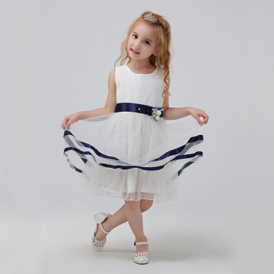 

Ou Mai Beibei girl dress in the big boy girl dress skirt dress princess skirt M0070 blue 100