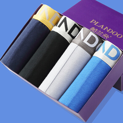 

Palan Duo Men's underwear male flat pants men's solid color in the waist stretch comb cotton U convex shorts P032 fashion gift box 4 mix color XL (175/100)