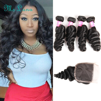 

Unprocessed 8A Brazilian Virgin Loose Wave 4 Bundles Weave Top Fashion Hair Products Brazilian Loose Wave Human Hair