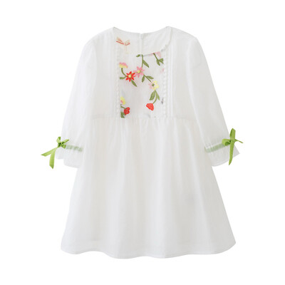 

Fragrance Flordeer French Kids Girl Dress Chiffon Embroidered Skirt Princess Dress F71012 White 150