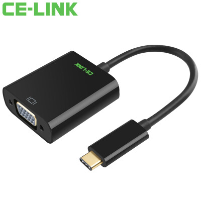 

CE-LINK 1669 Type-C to VGA Adapter USB3.1 USB-C to VGA Converter Connector MacBook Connect HDTV Projector Black