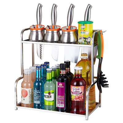 

EDO kitchen double shelves stainless steel spice rack gift 4 hooks TH8037