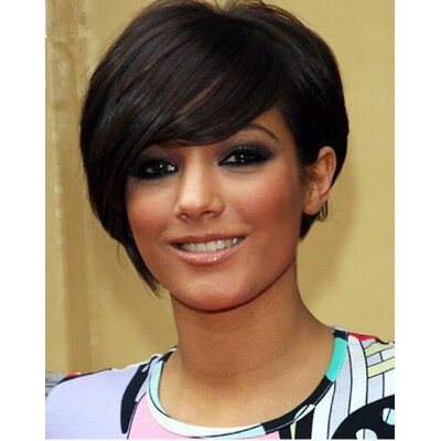 

Short Human Hair Wigs Machine Made 6Inch Short Straight  Lace Wigs Chic Cut Side Part Human Hair Bob Wigs