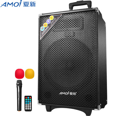 

Amoi SA-820 12-дюймовый рычаг стерео наружный квадратный танец аудио портативный усилитель мощности мобильный беспроводной микрофон стерео динамик (черный)