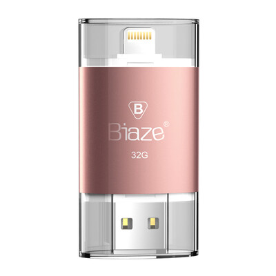 

BIAZE Apple mobile phone U disk iPhone computer dual purpose USB storage disk 32G support iPhone8 X 7 6s 6Plus iPad mini air U2-rose gold