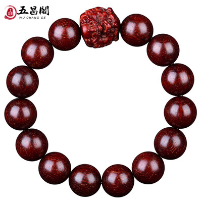 

Five Changge old material high oil density brave small leaf red sandalwood Buddha beads hand string male 15mm