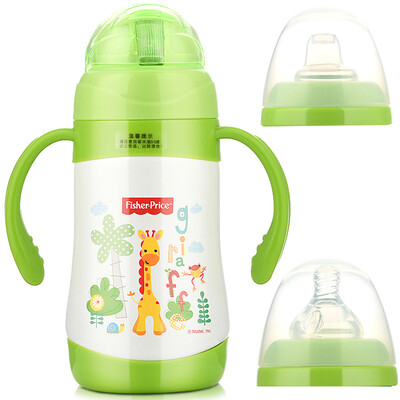 

The United States Fisher snow cups children&39s stainless steel cups male&female students straw cups three in one boxed 300ml green