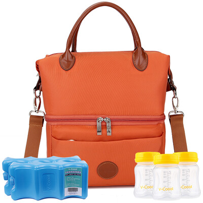 

Jingdong Supermarket] V-Coool City double breast milk fresh package back milk pack ice packs package package orange (including dry blue ice 2 + wide mouth PP storage bottle 3