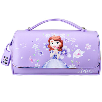 

Disney Disney Sophie Korean pencil pants female primary&secondary students multi - layer pencil case PU leather purple