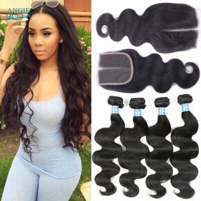 

Middle Part Brazilian Body Wave With Closure 3 Bundles Weft 1 pc Closure Brazilian Virgin Hair Body Wavy Closure Brazilian Hair