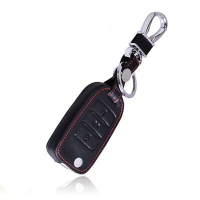 

Huashi Changan key bag folding three-button black car CS35CS15CS75 leather key sets modified special key ring accessories