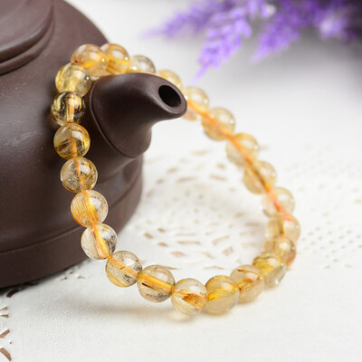 

Shi Yue jewelry 7-8mm blonde crystal bracelet rich auspicious yellow hair crystal hand string yellow crystal jewelry can do couple models