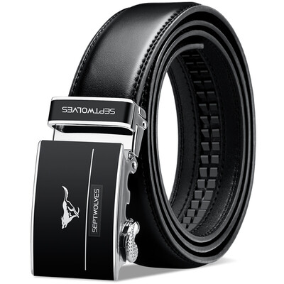 

Seven wolves SEPTWOLVES belt gift box wallet mens belt fashion simple suit L9427-8 black black