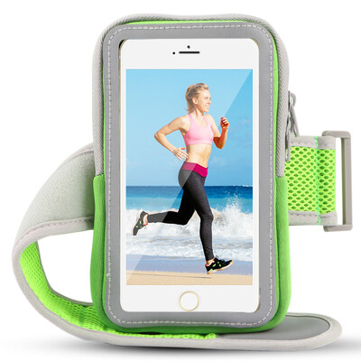 

Chi touch screen mobile phone arm bag running arm bag sports touch screen arm with wrist apples Huawei Samsung millet 55 inch green gray
