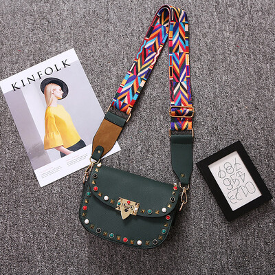 

Jiabaisi Clutch bag women Semicircle Shoulder bag Pu leather Retro Beads handbag with detachable 2 Straps colorful Silk cute purse