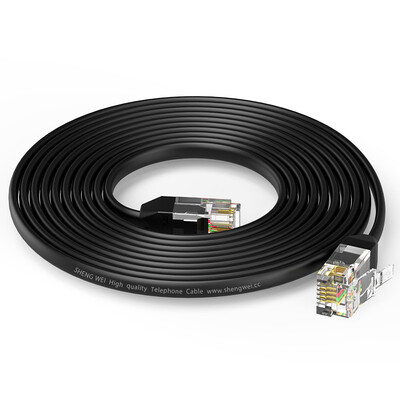 

Win shengwei telephone line 4-core machine multi-strand flat 25 meters black 6P4C finished RJ11 with crystal head cable TC-1250A