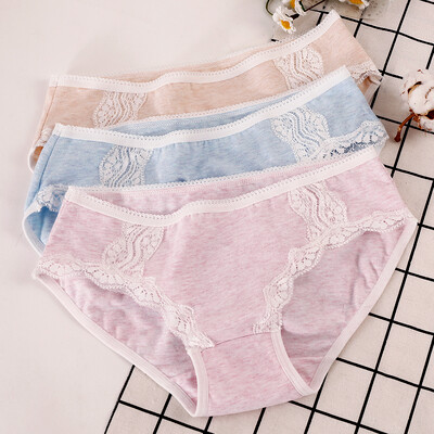 

Jingdong supermarket red beans hongdou ladies underwear 3 cotton ammonia color spinning high waist abdomen hip hip trousers three-color group 16585
