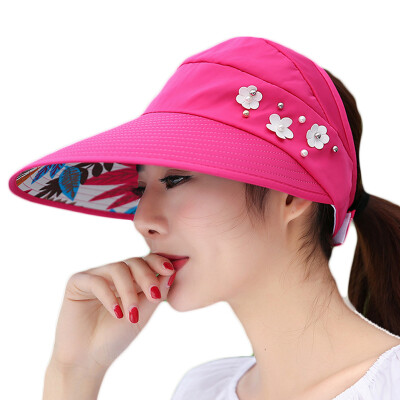 

Sheye ZYM0017mh sun hat woman sunscreen hat foldable sun hat outdoor ride beach hat big along the cap red