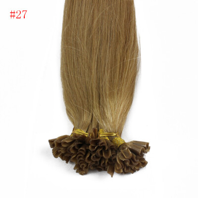 

100% Human Hair Capsules #27 Honey Blonde Nail Tip Hair Silky Straight Keratin Fusion U Tip Hair Extensions 100s/lot