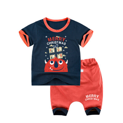 

Yue Tong Lai children's suit summer boy short-sleeved T-shirt harem pants summer suit Y1916 Christmas monster 160