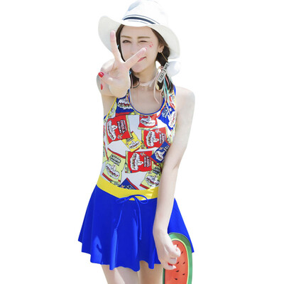 

QIHAI (QIHAI) ladies swimwear conjoined skirt was thin conservative cover belly angle hot spring small chest chest gather swimsuit 7116-2 pink XL code