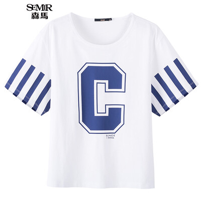

Semir short body T-shirt summer Korean round neck collar cotton loose half-sleeved T-shirt 19037000606 black L