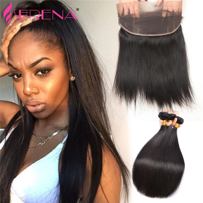 

100% human Peruvian Virgin Hair With Closure 360 Lace Frontal With Bundle Straight Human Hair With Closure Peruvian Lace Hair Clos