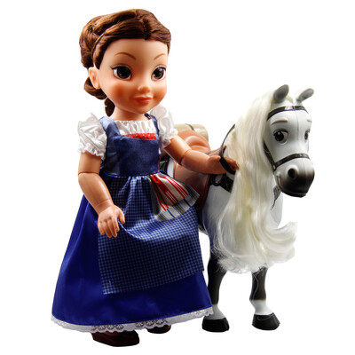 

Disney beauty and the beast girl play house children's toys for girls Barbie doll dolls doll doll model Belle princess and pony 54553