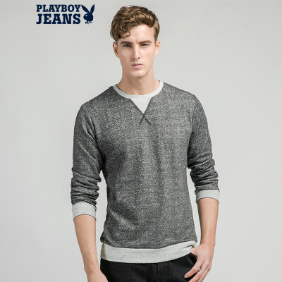 

Playboy (PLAYBOYJEANS) trend hit color collar men sweater Slim Korean version 13AWPB08M003 Ma gray 2XL