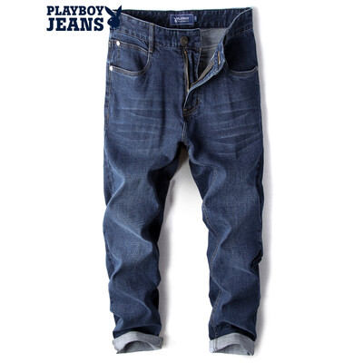 

Playboy PLAYBOYJEANS Jeans Male Slim Leisure Water Washing Straight Pants Youth Korean version of men's trousers PB5114217 17 dark blue 33