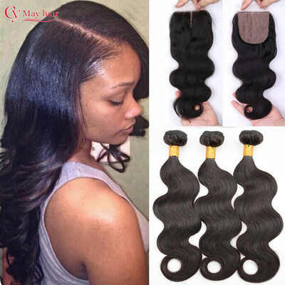 

Brazilian Virgin Hair Silk Base Closure With Bundles Human Hair With Silk Base Closure Body Wave Top Silk Closure With Bundles