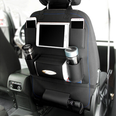 

Huashi car seat back storage bag luxury models with double mobile phone bag can be placed ipad black blue side seat bag storage bag interior modification special accessories