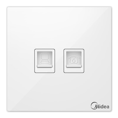 

Midea Midea switch socket phone computer socket network panel elegant white 86 no border