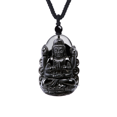 

Stone head (istone) obsidian chicken does not move Zun Buddha jade pendant