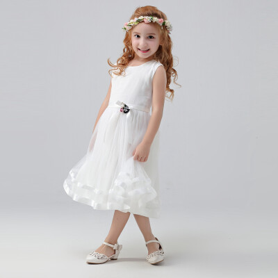 

Ou Mai Beibei girl dress in the big girl girl dress skirt dress princess skirt M0071 white 130