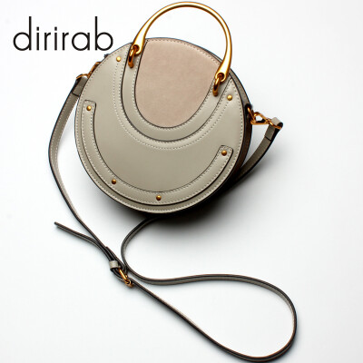 

Dirirab genuine leather women's shoulder bag round bag handbag small round bag cowhide diagonal package pig bag rivets fashion