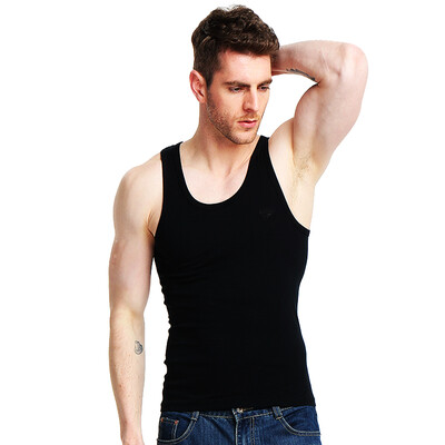 

(CARTELO) Хлопок Мужские жилеты Нитки Stretch Slim Мужская вышивка Футболка Нижняя рубашка KDLBX001 Черный XXL