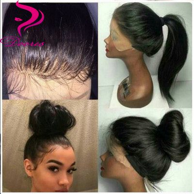 

9A Natural Hairline Human Hair Wigs For Black Women Silky Straight Brazilian Virgin Lace Front Wigs With Baby Hair
