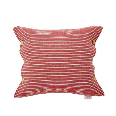 

【Jingdong Supermarket】 Jia Bai pillow pillow to protect the waist pillow cotton washed cotton fabric logs can be washed and washed red stripes (45 * 45cm)