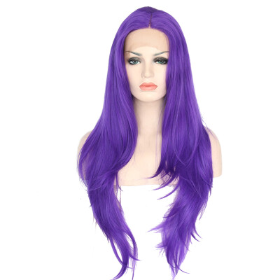 

Anogol Synthetic Lace Front Wig Natural Long Straight Purple Peruca Laco Sintetico Glueless Heat Resistant Fiber Hair Women Wigs