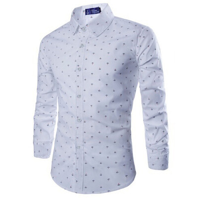 

2015 New Wild Men's Casual Long-sleeved Shirt Printing Anchor