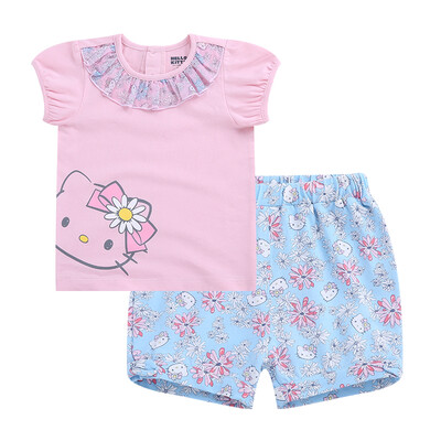 

HelloKitty Children's Short Sleeve Set Top Shorts Outline Kit KA722BA18P1410 Soft Powder 100