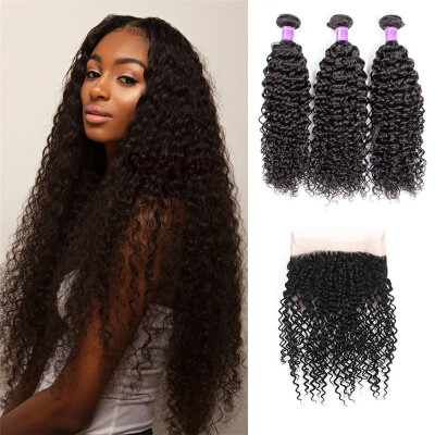 

Human Hair Bundles With 360 Closures 360 Lace Frontal With Bundle Curly 8A Mink brazilian virgin hair Kinky Curly With Closure