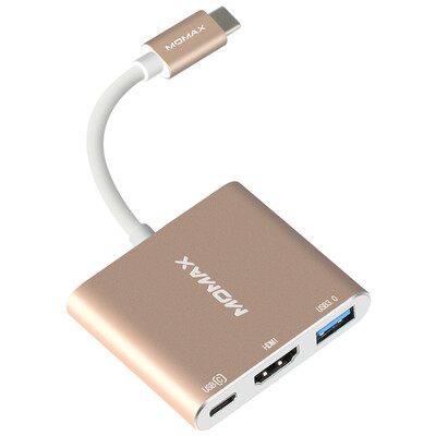 

Mo Миши (MOMAX) Type-C многоходовой конвертер адаптер Apple MacBook USB кабель 3,0 конвертер HDMI видео сети шампанское