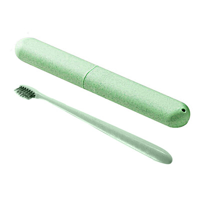 

Bancheon Wheat Straw Washing Water Cup Tableware Series Wheat Toothbrush Box Portable Travel Traveling Capsule Washing Cup Toothbrush Case Set With Wheat Soft Toothbrush North European Green