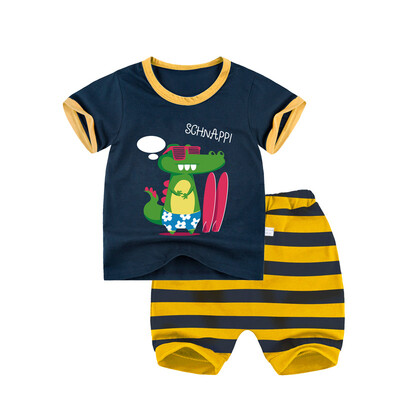 

Yue Tong Lai children's suit summer boy short-sleeved T-shirt harem pants summer suit Y1931 skateboard crocodile 130