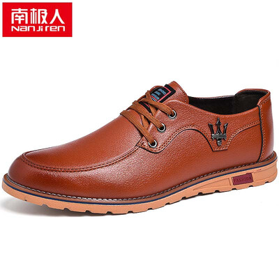 

Antarctic (Nanjiren) Men Casual Business Fashion Lace Leather Loafer Slip on Shoes Black