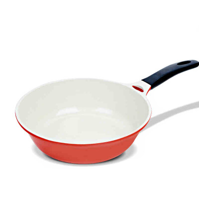 

Jingdong supermarket] music buckle buckle color colorful ceramic non-stick wok pan pot ceramic pot less oil pan Induction Cooker General fire LCA2285D red 28cm