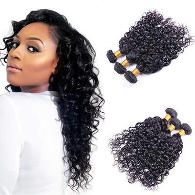 

Malaysian Virgin Hair Water Wave 100 Unprocessed Human Hair 4 Bundles Natural Color Hair Weave 8-26 inch