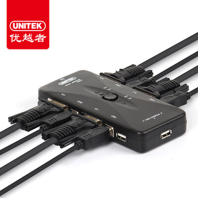 

UNITEK vga switch 4 into a 15 m manual KVM video switcher desktop notebook computer monitor vga converter with original line U-8710ABK